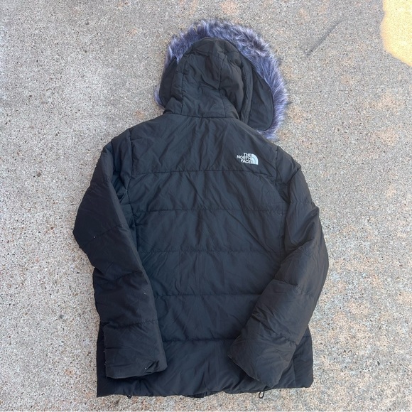 The North Face Charcoal Puffer Jacket with Faux Fur Trim - Picture 2 of 8